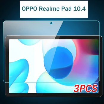 Emutii 3PCS Az OPPO Realme Pad 10.4 Edzett Üveg RealmePad 10.4 Tabletta Védő Fólia 9H képernyővédő fólia RealmePad Üveg