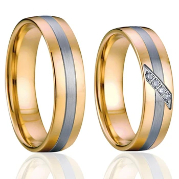 Nagykereskedelmi SZERELEM Szövetségek gyűrűk beállítva a férfiak, mind a nők arany színű rozsdamentes acél házasság pár gyűrű
