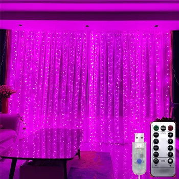 9ft LED Távirányító USB String Fények Függöny tündérfény Karácsonyi Dekoráció Otthon Hálószoba Esküvő Ünnepi Fények