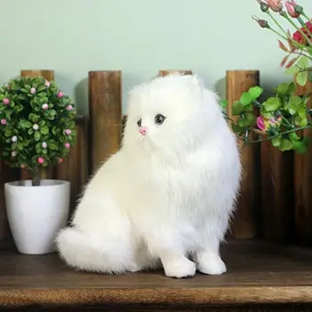 Reális Aranyos Szimuláció Plüss Játék, Fehér perzsa Macskák Szülinapi Élethű Modell Plüss Dísz Kézműves Ajándék Haza Játék Gir P6N0