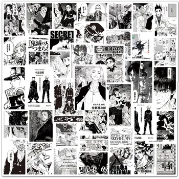 10/30/50/100 Fekete-Fehér Támadás Titán Démon Vadász Mix Anime Matricák Gördeszka, Autó, Motor, Vízálló Graffiti Matrica