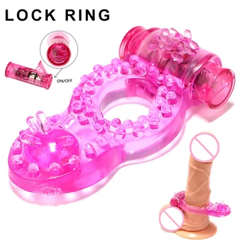 Pénisz Cockring Vibrátor Zár Gyűrű Masszírozó Klitorisz stimulátor Késedelem Magömlés Szilikon Gyűrűk, pénisz, a hüvely vibráló szexjátékok