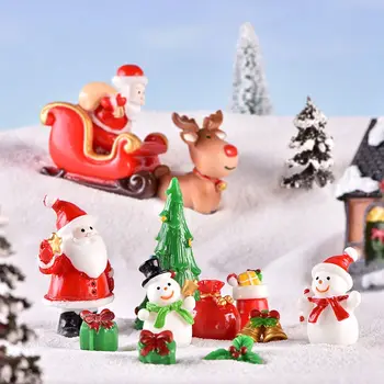 Aranyos Karácsonyfa Mikulás Hóembert Miniatűr Figurákat Terrárium Tartozékok Tündér Kert Figurák Ház Baba Dekoráció