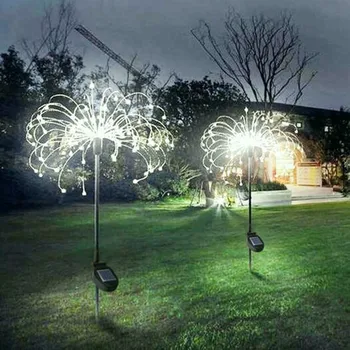 Napelemes Kerti Fű Globe Pitypang Tűzijáték Lámpa Flash String 90 /120/150 LED Kert Kerti Táj Ünnepi Fény