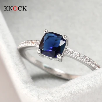 KOPP magas minőségű, Sok színű Égbolt Kék Kő Esküvői Gyűrű Eljegyzési Ajándék, Luxus Intarziás Kő Gyűrű