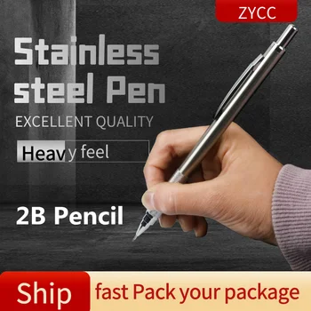 Magas minőségű rozsdamentes acél mechanikus ceruza Egyetlen toll beállítása vagy 2 tollak a diákok rajzolni, írni, 0.5 0.7 0.9 1.3 mm