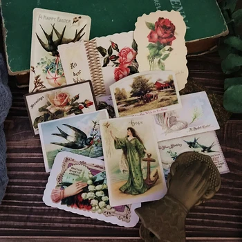 11Pcs/Csomag Vintage Európai Madár, Virág Anyag Kártya DIY Kézműves Scrapbooking Album Szemét Lap Tervező, Dekorációs Matrica