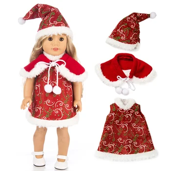 Dögös Amerikai lány baba Karácsony három részes jelmez, 18 colos baba, Karácsonyi lány ajándék (csak a ruhát)