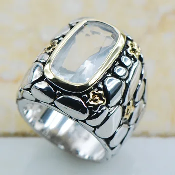 Fehér Kristály Cirkon 925 Sterling Ezüst kiváló Minőségű Divatos Ékszerek, esküvői Gyűrű Méret 6.5 7.5 8.5 9.5 10.5 F1151