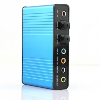 Ingyenes Szállítás 2014 akciós Új 1db Kék 6 csatornás 5.1 Külső Audio hangkártya Hangkártya Laptop PC-Ingyenes Szállítás