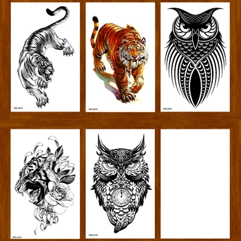 Tigris/bagoly Ideiglenes Tetoválás Matricák Tetoválás Férfi henna Tetoválás tetoválás tetoválás Vízálló ideiglenes tetoválás Készlet Tattoo Art