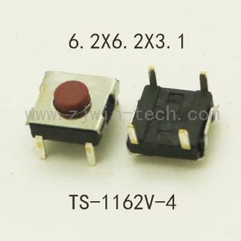 50pcs/sok Mini piros gombok 12V Pillanatnyi Tapintat tolja a kapcsolót réz-4 tűs DIP 6.2X6.2X2.5/2.7/3.1/3.4/3.7/4.3 mm