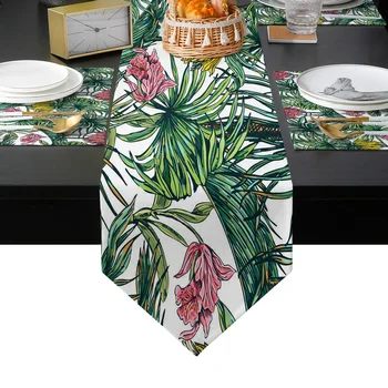 Trópusi Növények, Virágok, Asztali Futó Táblázat Szőnyeg Fedél Haza Esküvői Bankett Fesztivál Party Catering Hotel Asztal Dekoráció