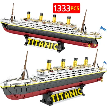 1333 DB Város Titanic Gőzhajó Modell építőkövei RMS Klasszikus Film Óceánjáró Hajó Tégla DIY Játékok Ajándékok