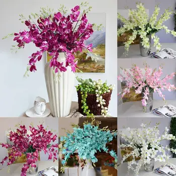 Mesterséges Hamis Orchidea Virág, Növény, Selyem Csokor Pillangó Műanyag Virágok Home Office Lakodalom Dísz Dekoráció