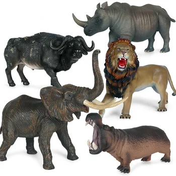 Vadon élő Állat Figura a Gyerekek Nagy Méretű Szimuláció Oroszlán, Elefánt, Bölény Orrszarvú, Víziló Ábra Játék, Ajándék