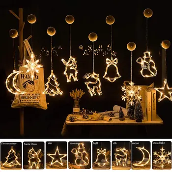 LED Ünnepi Fény Hópelyhek Mikulás Balekok Karácsonyi Fények elemes Karácsonyi Koszorú A lakberendezés Lámpa