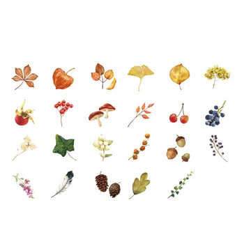 Készlet 46 Szimuláció Növények Sorozat Matrica Akvarell Scrapbooking Matrica Csomag Dekoratív Gyűjtemény DIY Album Napló
