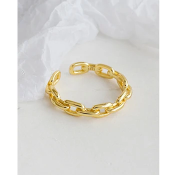 Egyszerű vad lánc& link sima gyűrű 925 sterling ezüst gyűrű ins nyitó női gyűrű személyiség gyűrű