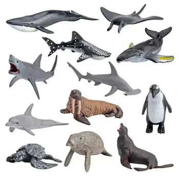 12DB-Óceán Tengeri Szimuláció Állatok Modell Játékok PVC, Kék Bálna, Delfin Nagy Fehér Cápa Akció Játékok, állatfigurák Gyerekeknek
