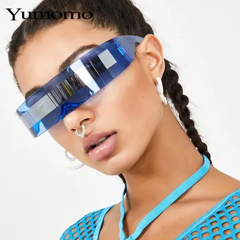 Divat Sziámi Futurisztikus Körbe Monob Jelmez Napszemüveg Luxus Márka Tervezője Maszk-Újdonság Szemüveg Lila Kék Goggle