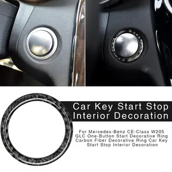 Autó Kulcs Start Stop lakberendezés Egy Gomb a Start Szénszálas Gyűrű Fedezni Mercedes-Benz C-osztály W205 E-osztály GLC