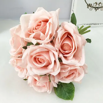 7db Mesterséges Rózsa, Virágos, házi Buli, Étterem Dekoráció Esküvői Őszi Csokor Selyem Hamis Virágot Valentin Napi Ajándék