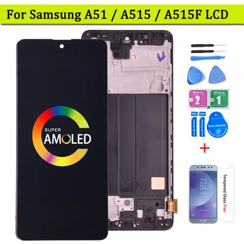 A Super AMOLED Kijelző Samsung Galaxy a51-es LCD A515 A515F/DS A515FD A515 LCD Kijelző érintőképernyő Csere A515F Kijelző