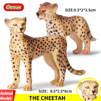 Oenux 2DB Afrikai Leopárd Vadon élő Állat Figurák Gepárd Cub akciófigurák Meghatározott minta PVC Gyűjtemény Játékok Gyerekeknek Ajándék