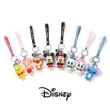Mickey Egér Kulcstartó Disney Anime Ábra PVC Táska Kiegészítők Kis Ajándék táska Medál Nő Keychains Aranyos Minnie