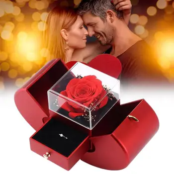 Esküvői Gyűrű Ékszer Doboz Rózsa Virág Apple Doboz, Nyaklánc, Karkötő, Születésnapi Party Valentin-Nap újévi Ajándék
