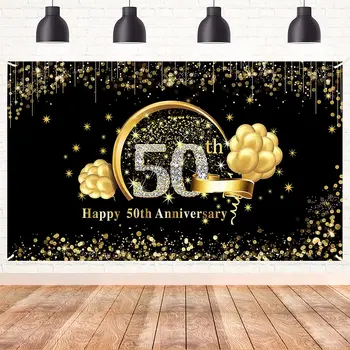 50 éves Banner Dekorációk, Arany Boldog 50 Éves házassági Évfordulónkra Poszter,50 éves Fotó Háttér