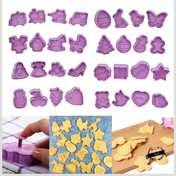 4 Db/Készlet DIY Rajzfilm Keksz Penész Cookie Cutter 3D-s Rajzfilm cookie bélyegző ABS Műanyag Sütés Penész Cookie-Díszítő Eszközök