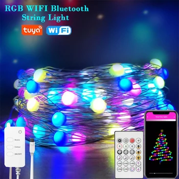 Smart LED String Fény Tuya Alexa Wifi RGB Karácsonyi Tündér Fények Karácsonyi Dekoráció Vízálló, Kültéri Lámpa Távirányító Alkalmazás
