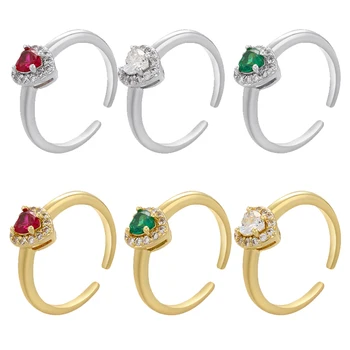ZHUKOU Egyszerű Szív Gyűrű Női Női Aranyos Ujj Gyűrű Romantikus Ajándék barátnőm Divat Cirkon Kő Ékszerek VJ151