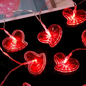A piros a szeretet 10 lámpa, LED-es akkumulátor vas fényfüzér esküvői dekoráció lámpa