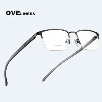 férfi szemüveg keret, a nők, férfiak optikai szemüveg Titán Ötvözet rövidlátás kapható Átlátszó pohár félig látvány szemüveg