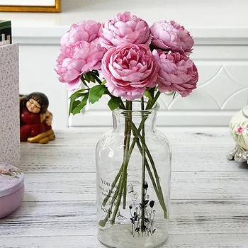 selyem rózsa fehér mesterséges virágok, bazsarózsa, otthon dekoráció rózsaszín bazsarózsa hamis virágok DIY esküvői dekoráció falra, magas minőségű flores