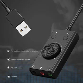Hordozható USB-s Külső hangkártya Sztereó Mikrofon, Hangszóró, Fülhallgató, Audio Jack, 3,5 mm-es Kábel Adapter Mute Kapcsoló, Hangerő állítás