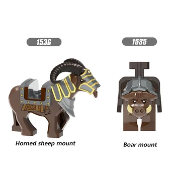 Horn Bárány Vaddisznó Mount építőkövei Állat Figura Modell Tégla lakberendezés Gyerekek Diy Kreatív Játékok