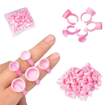 100-as Rózsaszín Eldobható Gyűrű Tetováló Festék Csésze Pigment Microblading Állandó Tetováló Tű Gyűrűk Tartozékok