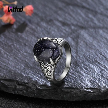 Vintage Kék Homokkő Pillangó Gyűrű 10*14 MM Természetes Türkiz Gyűrű 925 Sterling Ezüst Gyűrű a Nők Jól Ékszer Ajándék