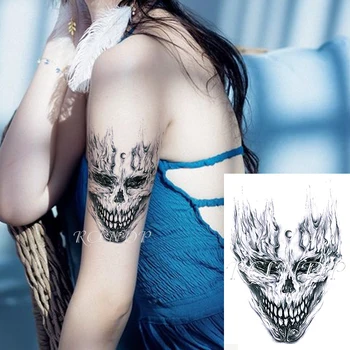 Vízálló Ideiglenes Tetoválás Matrica Víz-alakú Fej, Koponya Hold Szörnyű Menő Minta, Hamis Tatto Flash Tetoválás Művészet Férfiak Nők