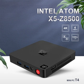 Mini T4 Mini PC Intel Atom X5 Z8500 négymagos Windows 10 Mini PC 4K HTPC A 4GB RAM, 64 GB ROM, USB 3.0 HD-MI-kompatibilis, valamint DP