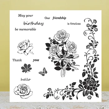 AZSG Születésnapok Virágok Világos Bélyeget DIY Scrapbooking/Memóriakártya, Hogy Dekoratív Szilikon Bélyegző Kézműves