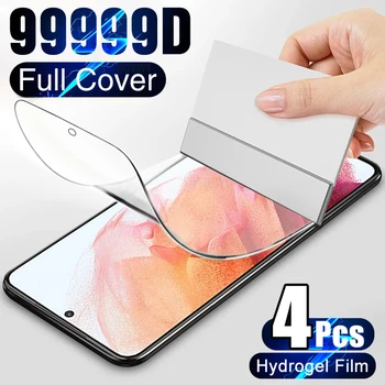 4db Teljes Borító Hidrogél Film a Samsung Galaxy S8 S9 S10 S20 FE Plusz S21 Ultra Képernyő Védő Megjegyzés 20 8 9 10
