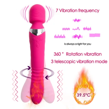 7 Sebesség Fűtés Vibrátor Forgatás szúró vibrátor AV Magic Wand Masszírozó G-spot Vibrátor Klitorisz Stimulátor szexuális játékszerek Nőknek