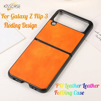 Kisscase tok Samsung galaxy Z Flip 3 Valódi Bőr Nehéz Telefon tok Teljes Védelmet Összecsukható Esetben a Galaxy Z Flip3