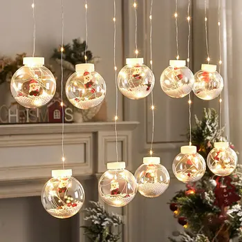 Új LED Függöny String Fény Labdát, Mikulás, Karácsony, Karácsonyi Decortions Haza karácsonyfa Díszítés Új Év 2022 Navidad