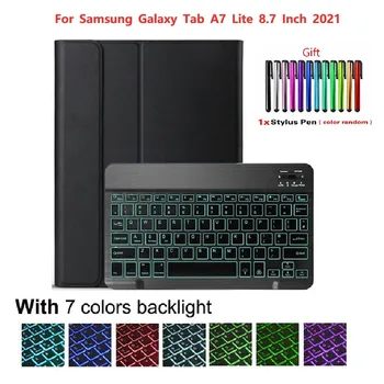 Mágneses tok Samsung Galaxy Tab A7 Lite 8.7 Hüvelyk 2021 SM-T220 SM-T225 Shell Háttérvilágítás Bluetooth Billentyűzet Állvány Fedezze Érdekesség